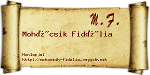 Mohácsik Fidélia névjegykártya